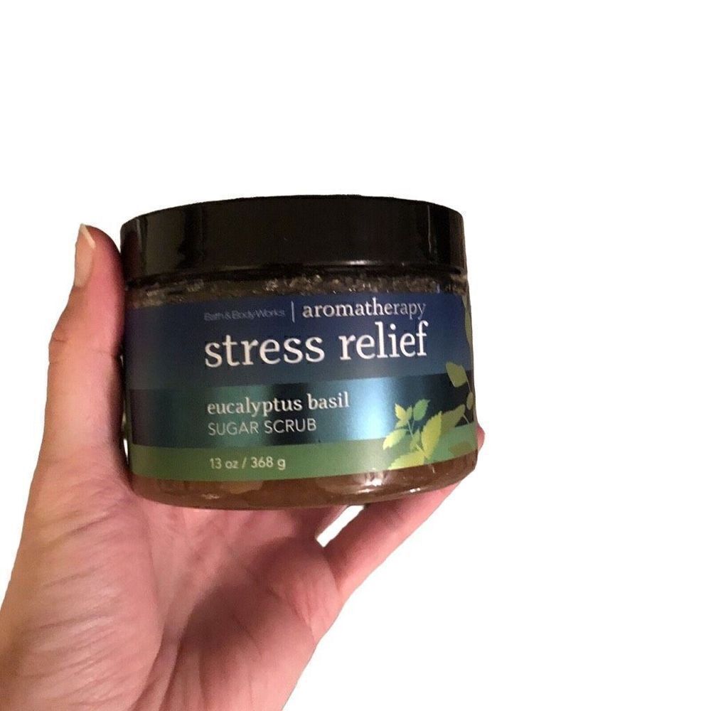 Bath Body Works Stress Relief Eucalyptus Basil 13 oz Sugar Scrub New BBW